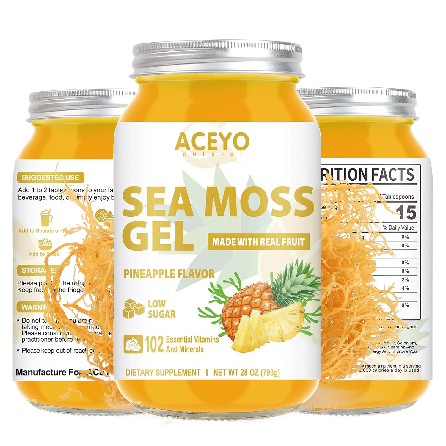 28 OZ Sea Moss Gel Raw Flavored Irish Seamoss Gel Natural Vegan