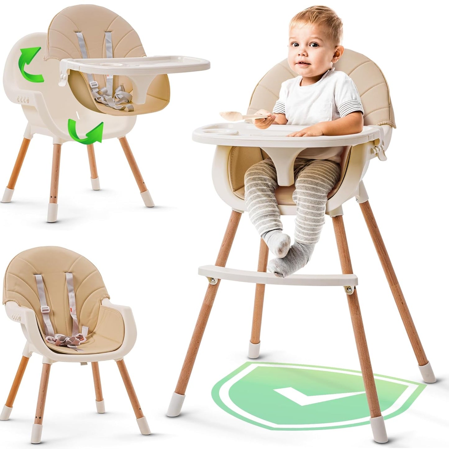 Convertible 3-in-1 Baby Highchair - Safe & Stylish Feeding Solution