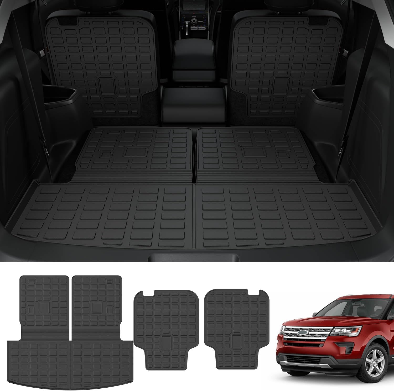 powoq 6 Seats Cargo Mat for 2020-2025 Ford Explorer Trunk