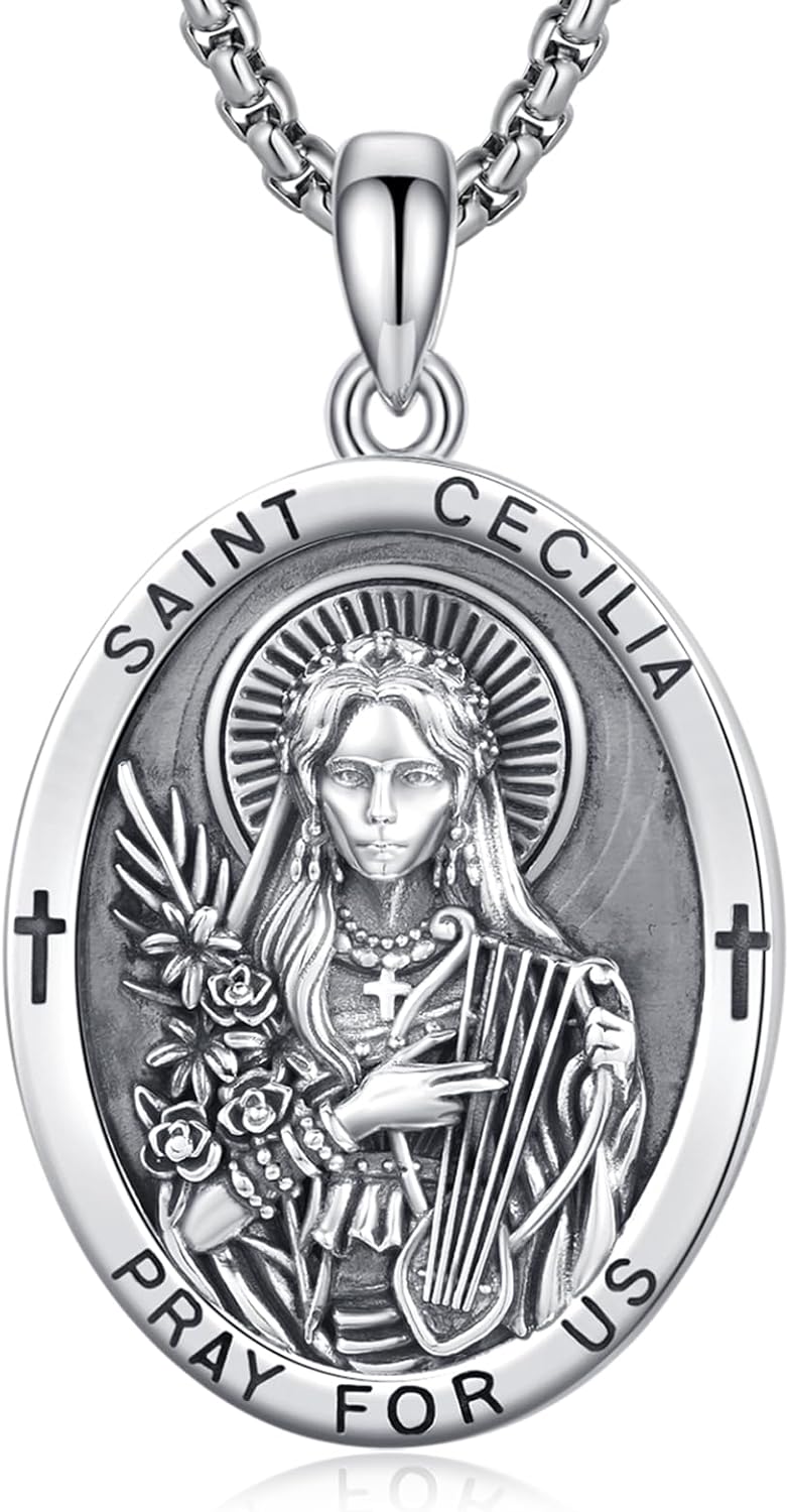 925 Sterling Silver Patron Saint Medals Amulet Necklace for Men