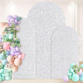 Silver Wedding Arch Set Sequin Covers - 6ft, 5ft, 4ft Backdrop