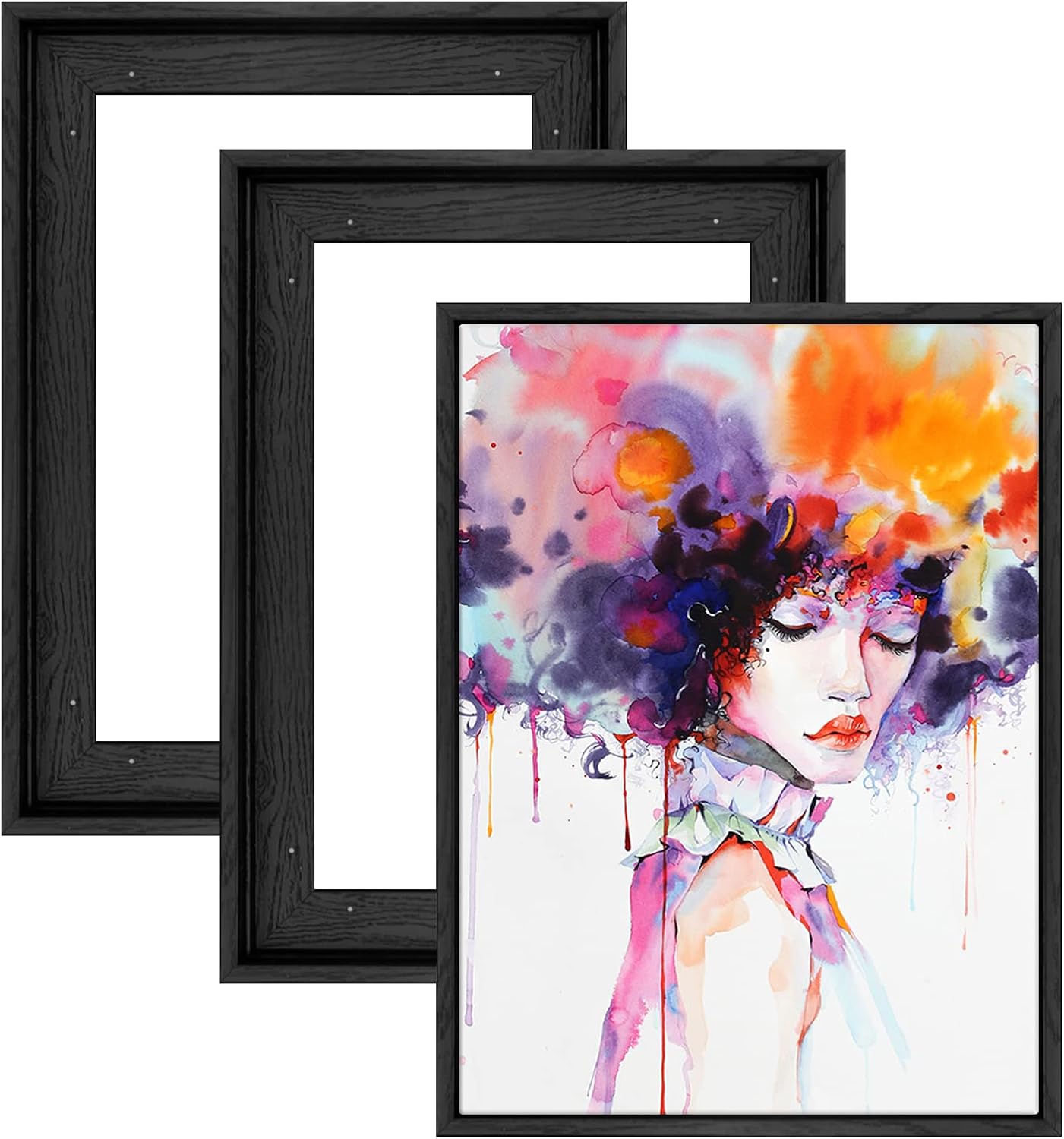 Floating Frame for 5x7 Inch Canvas Painting - 3 Pack Black