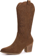 Cowboy Boots for Women Mid Calf Suede 2025 - Embroidered Western Heels
