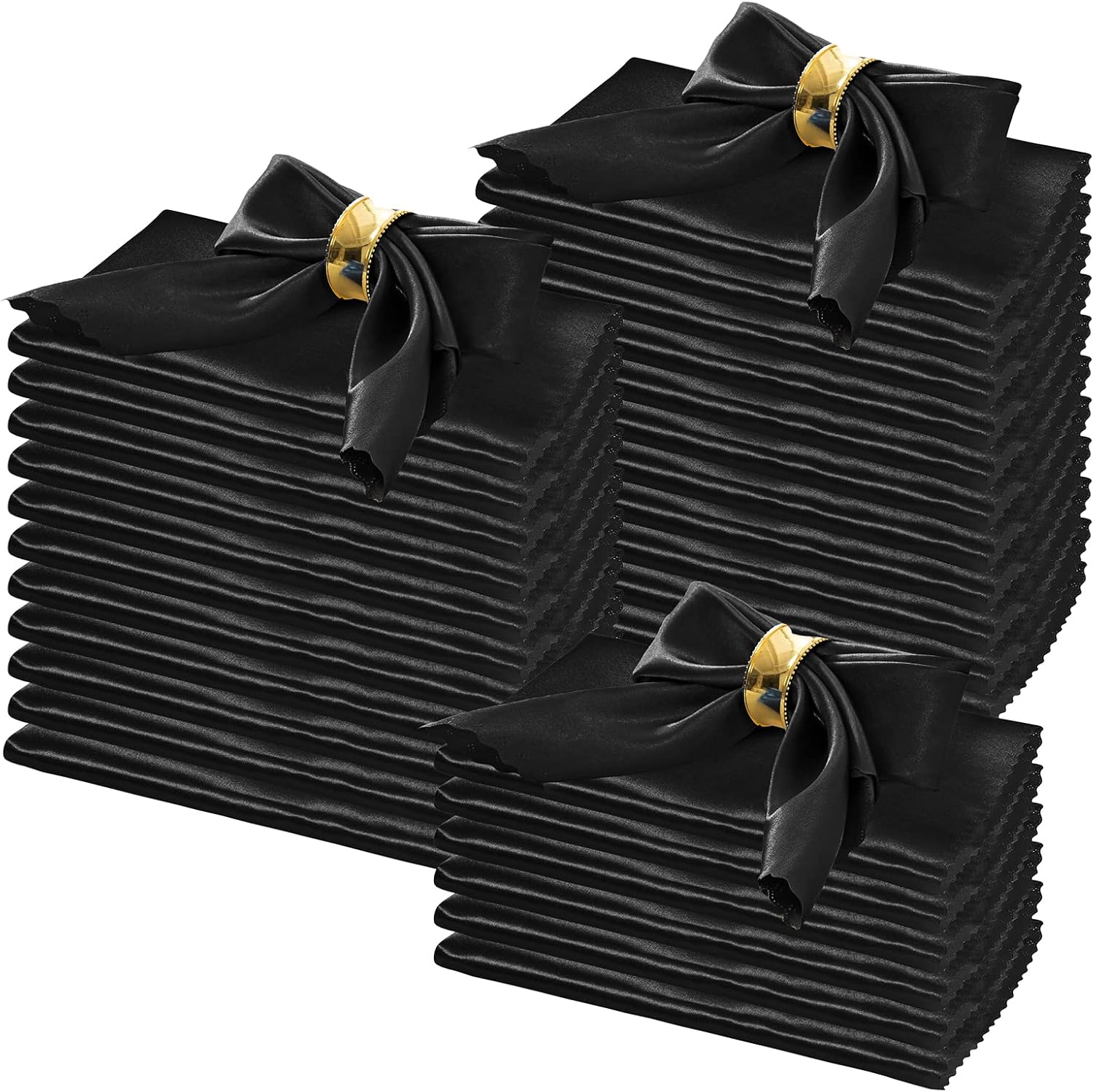 Elegant Black Satin Napkins 100 Pack for Parties and Events