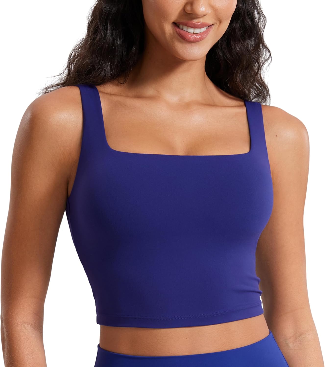CRZ YOGA Butterluxe Square Neck Crop Tank for Women Workout