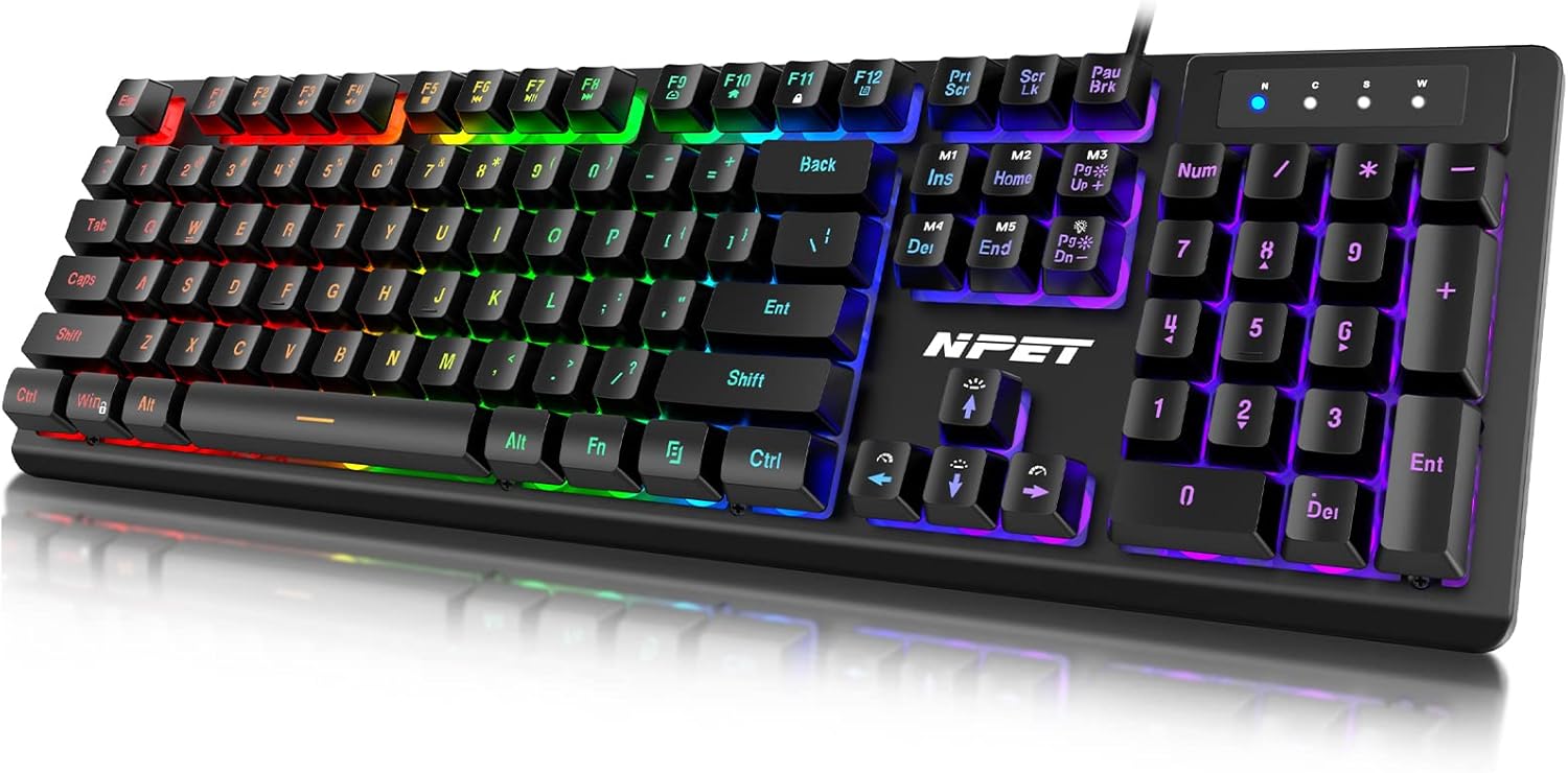 NPET K10 Gaming Keyboard: Quiet, LED Backlit