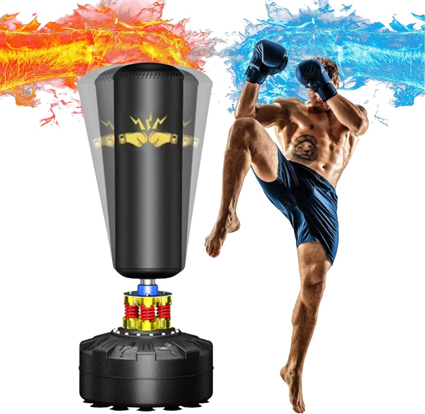 OKUGAFIT 70'' Freestanding Suction Punching Bag - MMA & Muay Thai Ready!