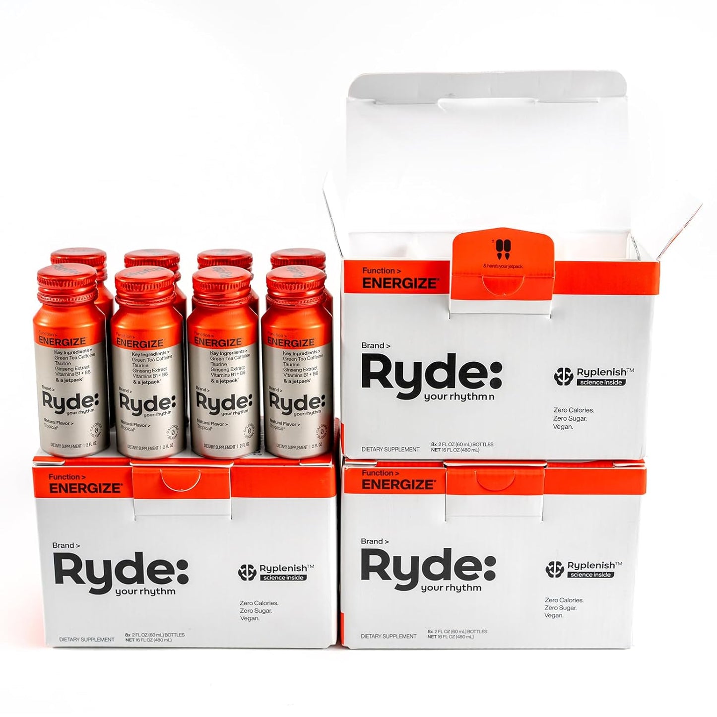 Ryde Energize Shot: Tropical Flavor Energy Boost for Anytime Use
