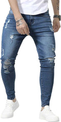 HUNGSON Distressed Skinny Jeans for Men with Comfortable Stretch