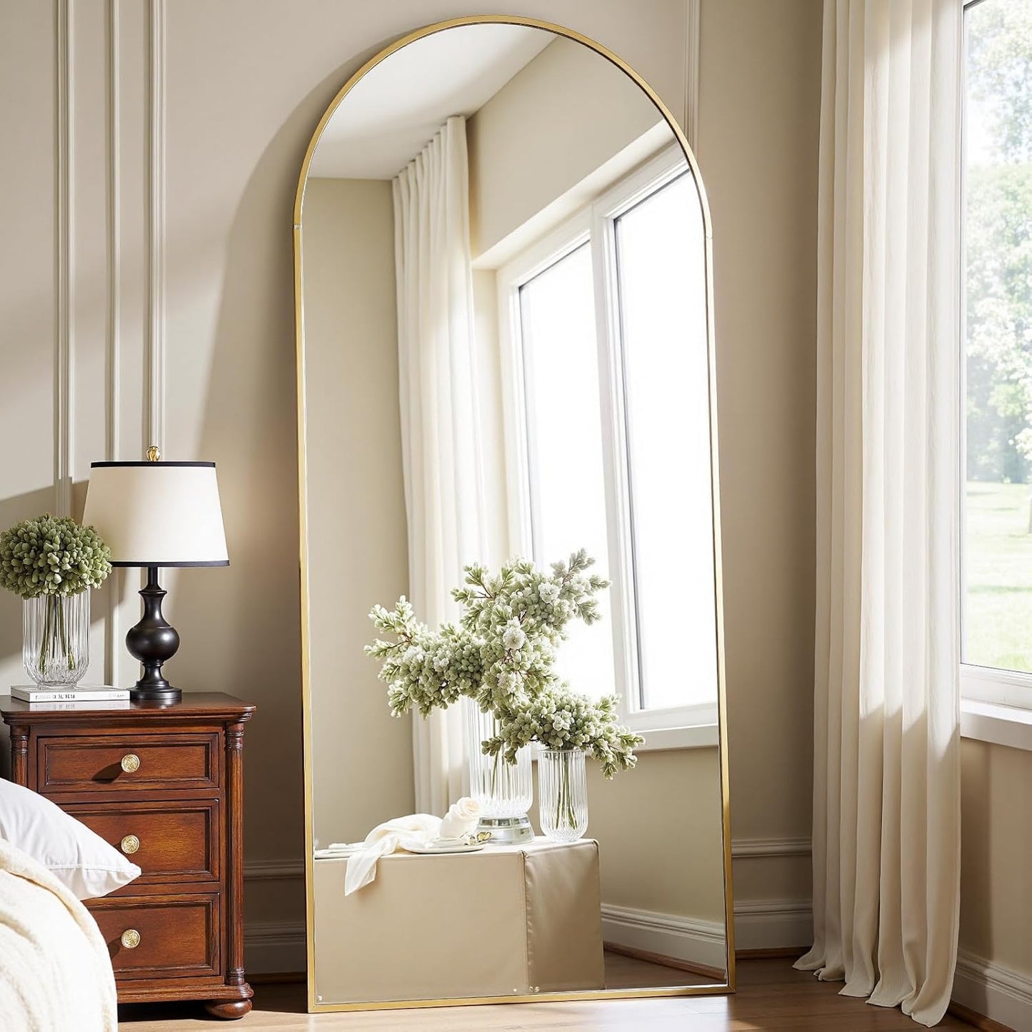 Arched Gold Full Length Mirror for Bedroom and Living Room