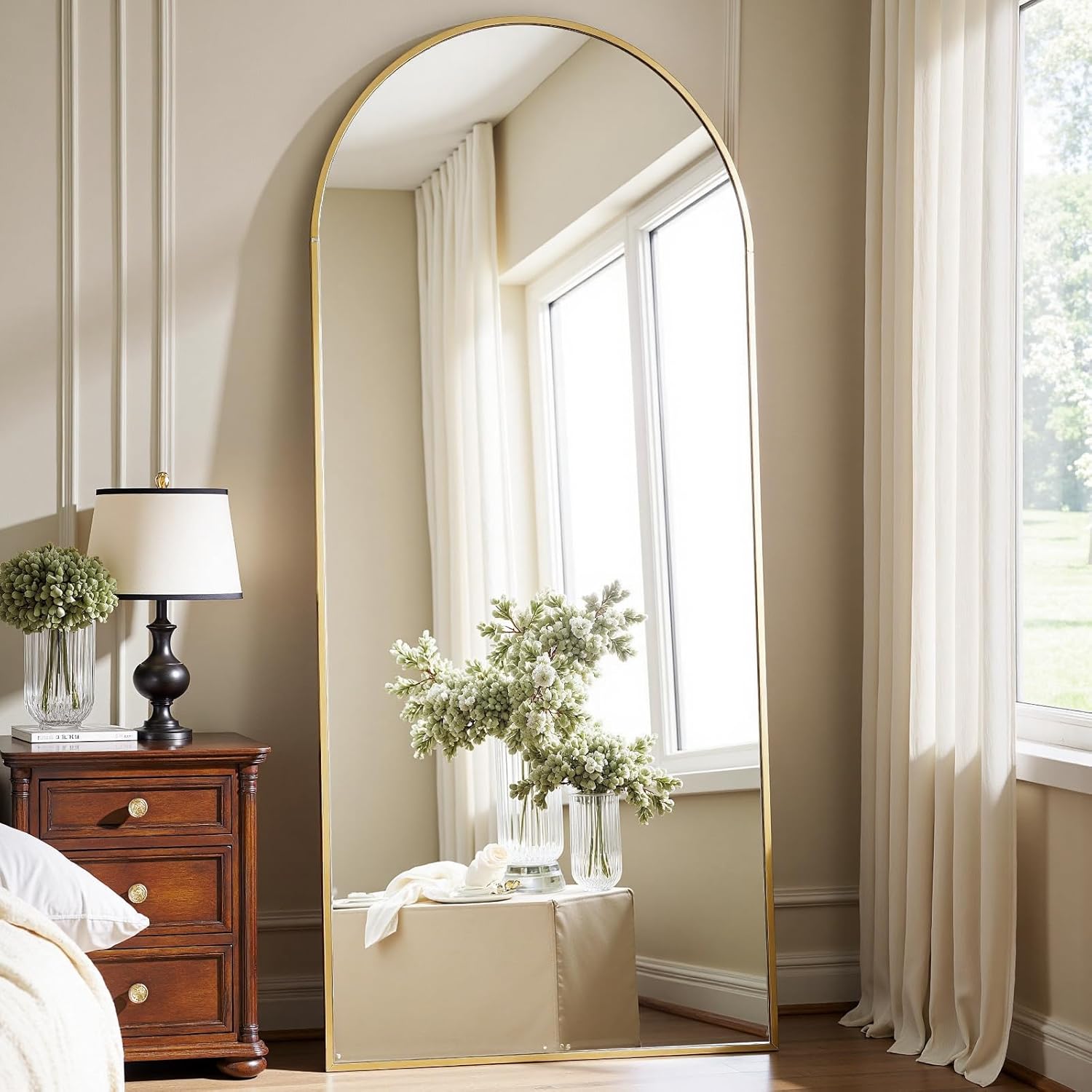 Arched Gold Full Length Mirror for Bedroom and Living Room
