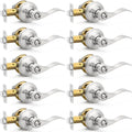 10 Pack Brushed Nickel Door Handles Privacy Levers - Modern Interior