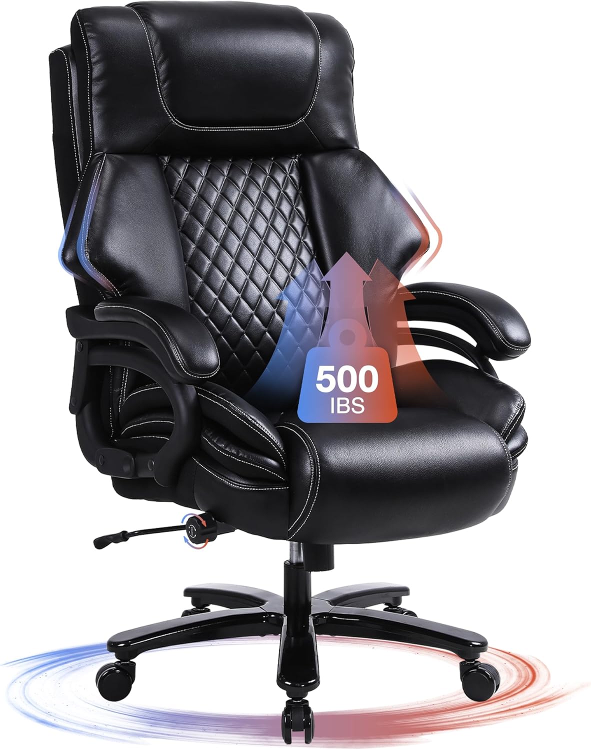 BOSMILLER Heavy-Duty Office Chair - Supportive Lumbar, 500lbs Capacity