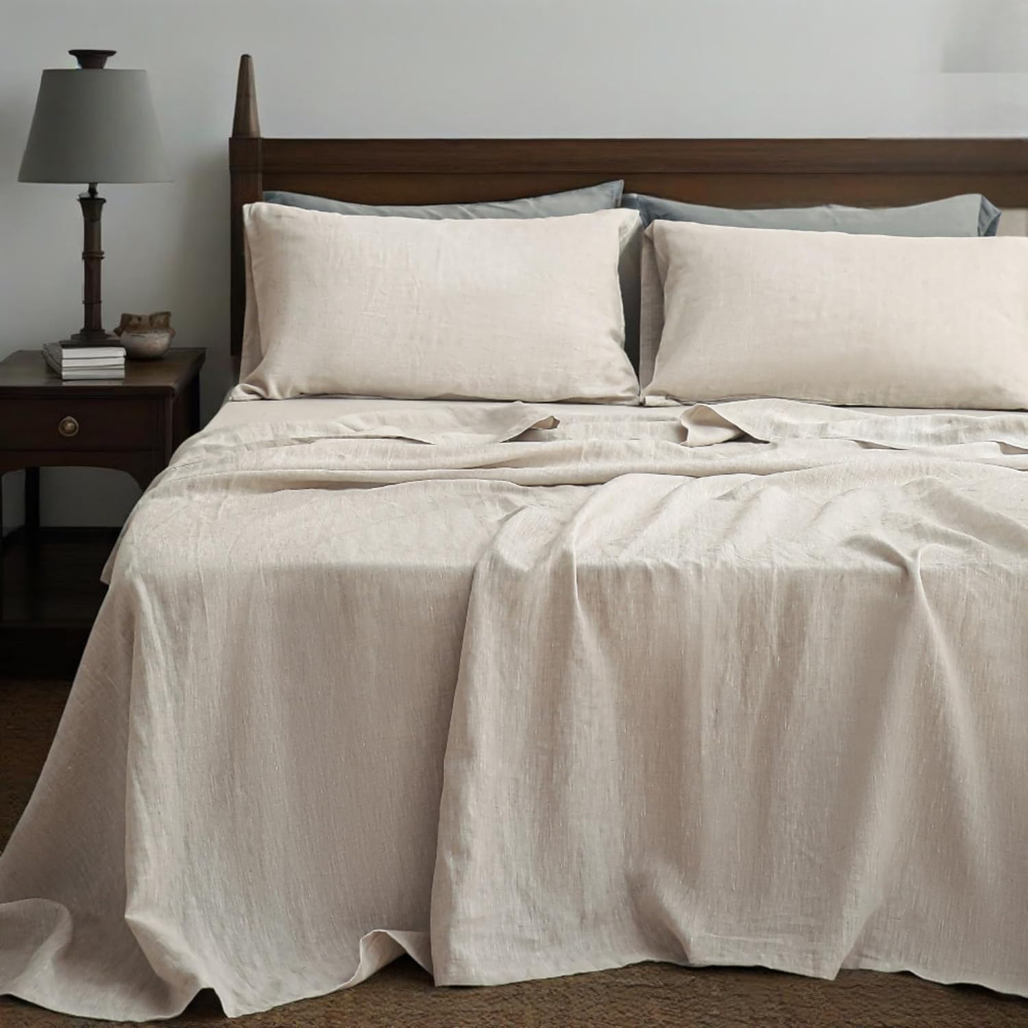 Simple&Opulence 100% Linen Sheets King Size Set for Comfort