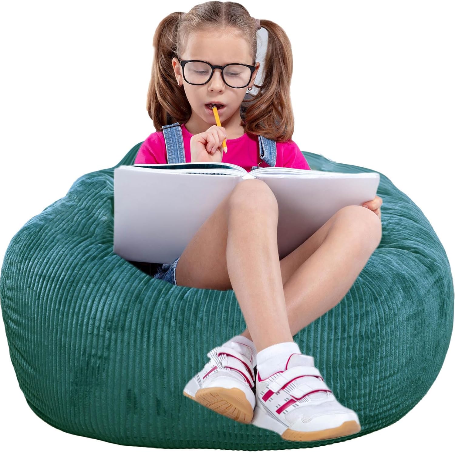 Classic Bean Bag Chair with Faux Rabbit Fur for Kids and Teens