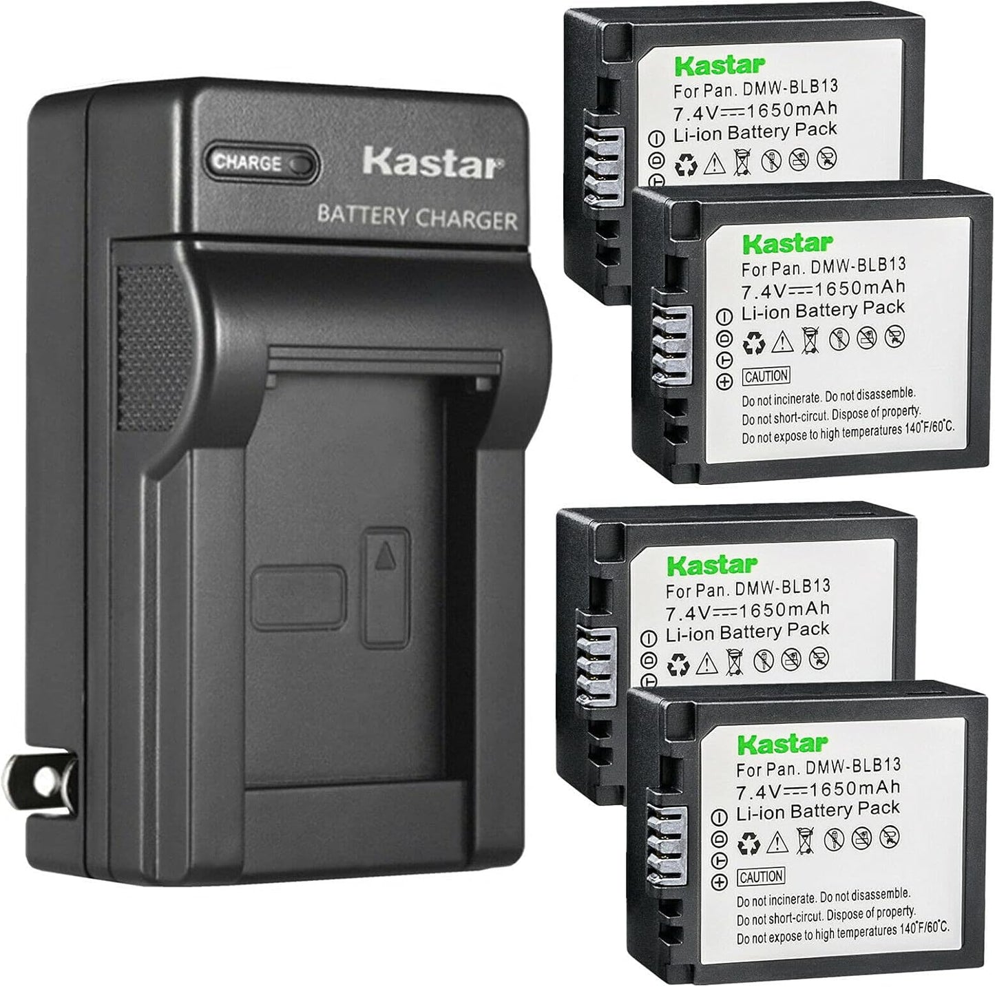 Kastar 4-Pack Battery and AC Wall Charger for Panasonic Lumix