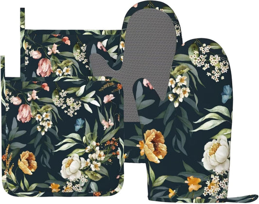 Silicone Heat Resistant Floral Kitchen Set