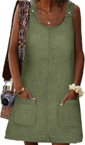Women's Sleeveless Casual Denim Dress Crewneck - Loose Fit Mini