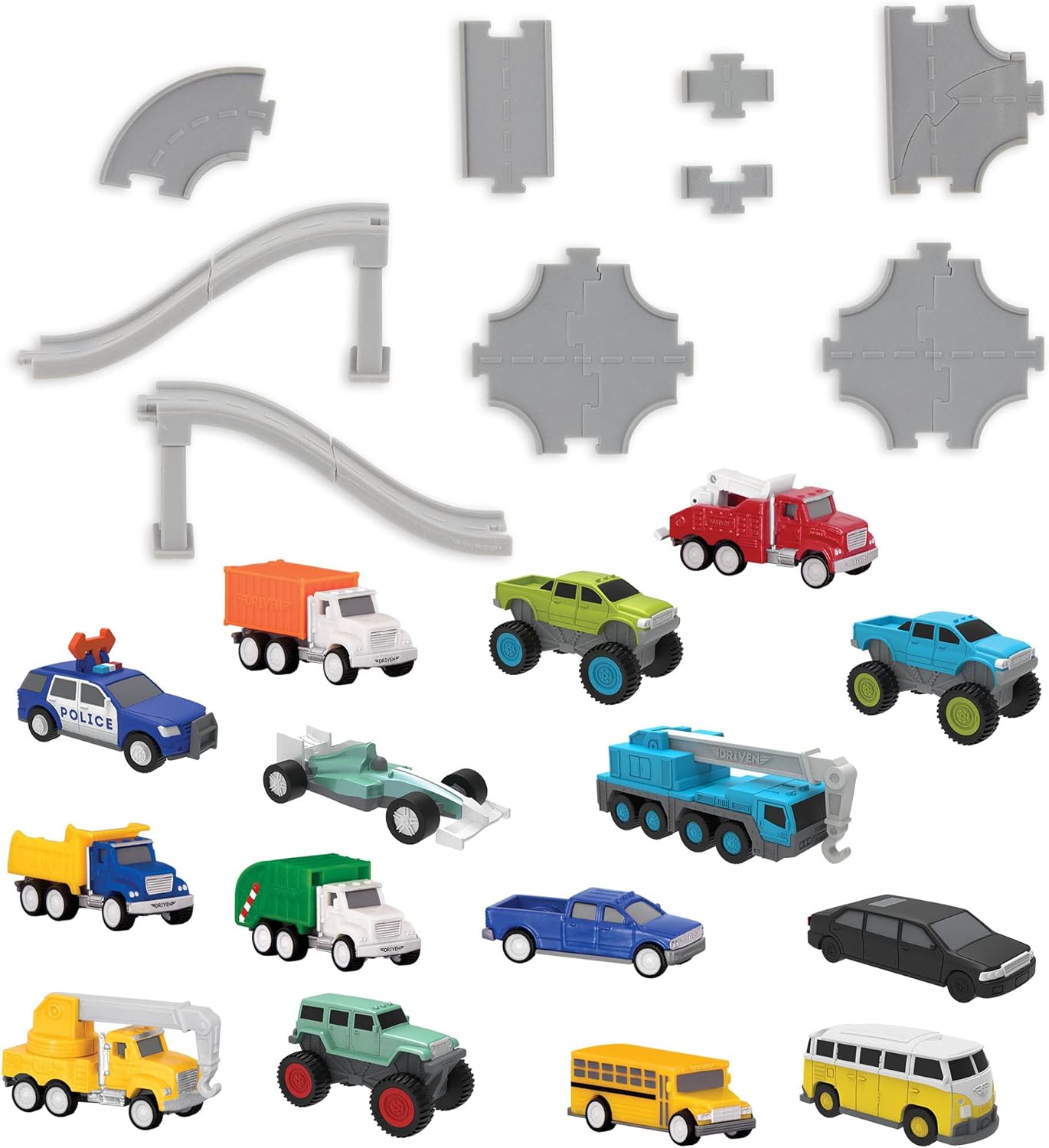 Battat Toy Car Playset: 15 Mini Cars, Track, Ramp - Gift for Kids Age 3+