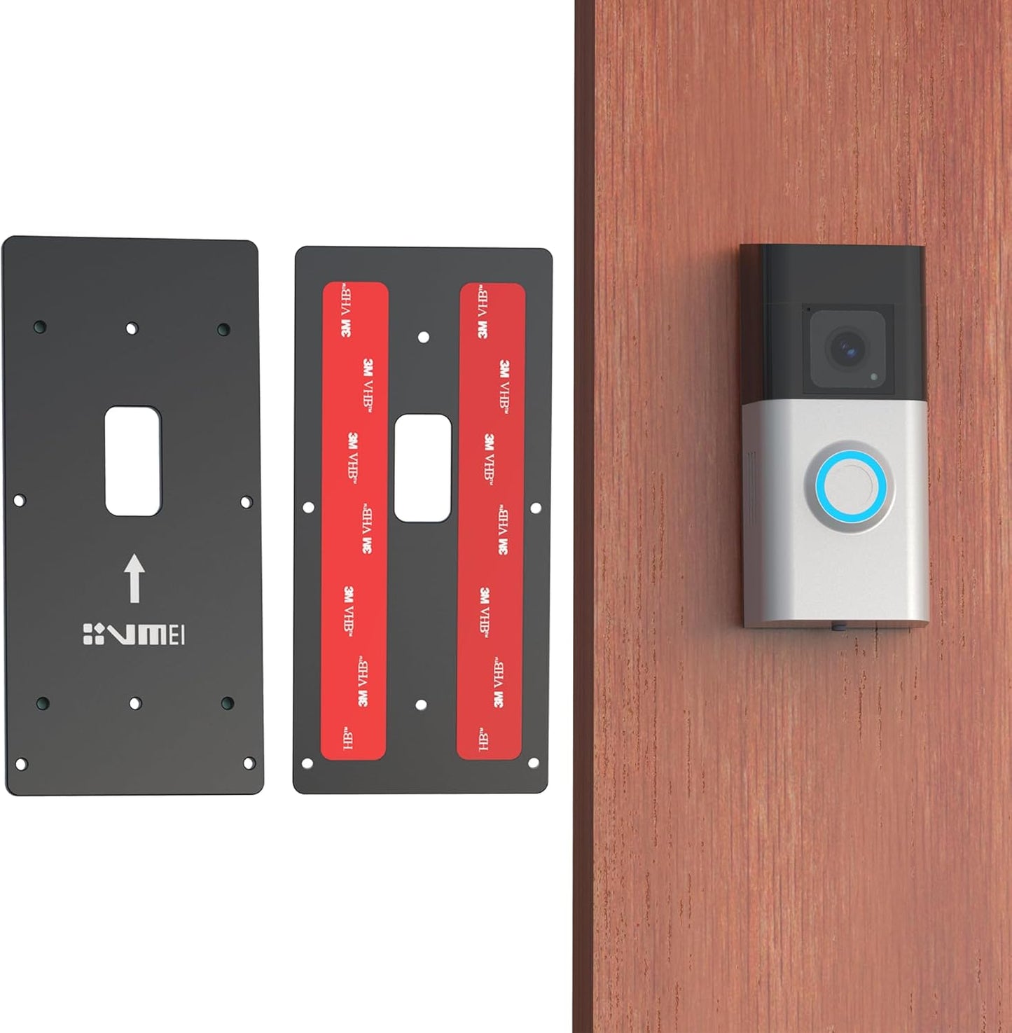 VMEI No Drill Doorbell Mount - Strong Adhesive Metal Plate