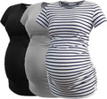 Smallshow Women's Maternity Side Ruched Tunic T-Shirt - Stretchy