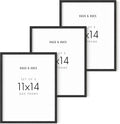 Elegant 11x14 Black Oak Wood Frames Set of 3 for Art Display