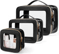 Clear Cosmetic Bag Set for Women Makeup Bag with Handle - Travel Ready