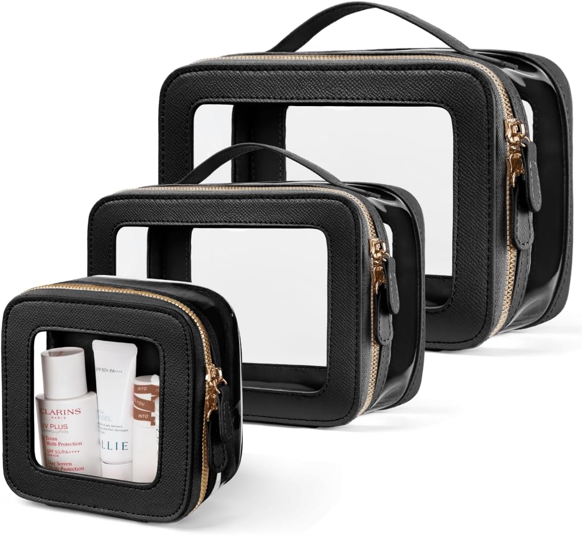 Clear Cosmetic Bag Set for Women - 3 Pcs Travel Toiletry Bag