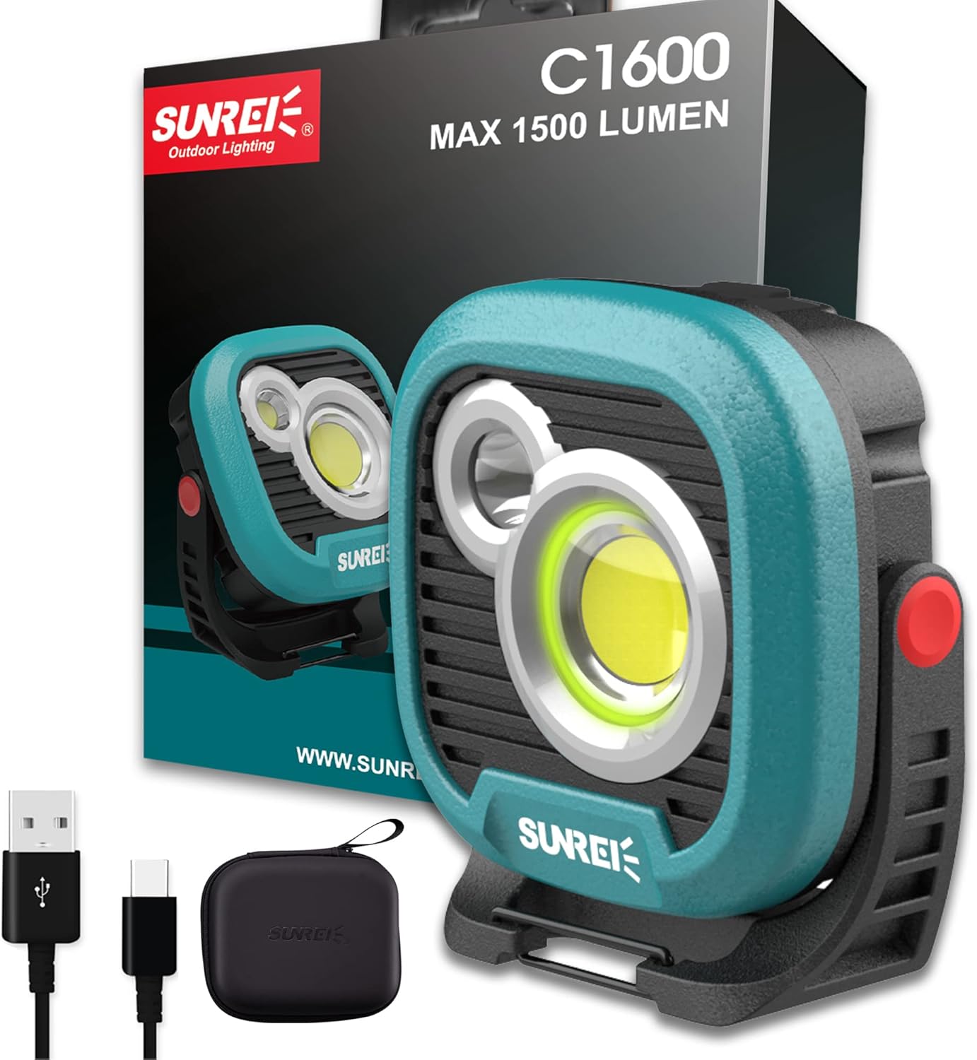 LED Rechargeable Magnetic Work Light with 180 Rotation and Power Bank