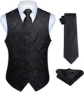 Mens Paisley Jacquard Vest Tie Set for Men - 3PC Formal Waistcoat