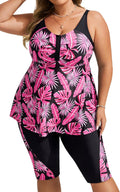 Plus Size Tankini Swimsuit Two Piece with Capris - Modest Fit