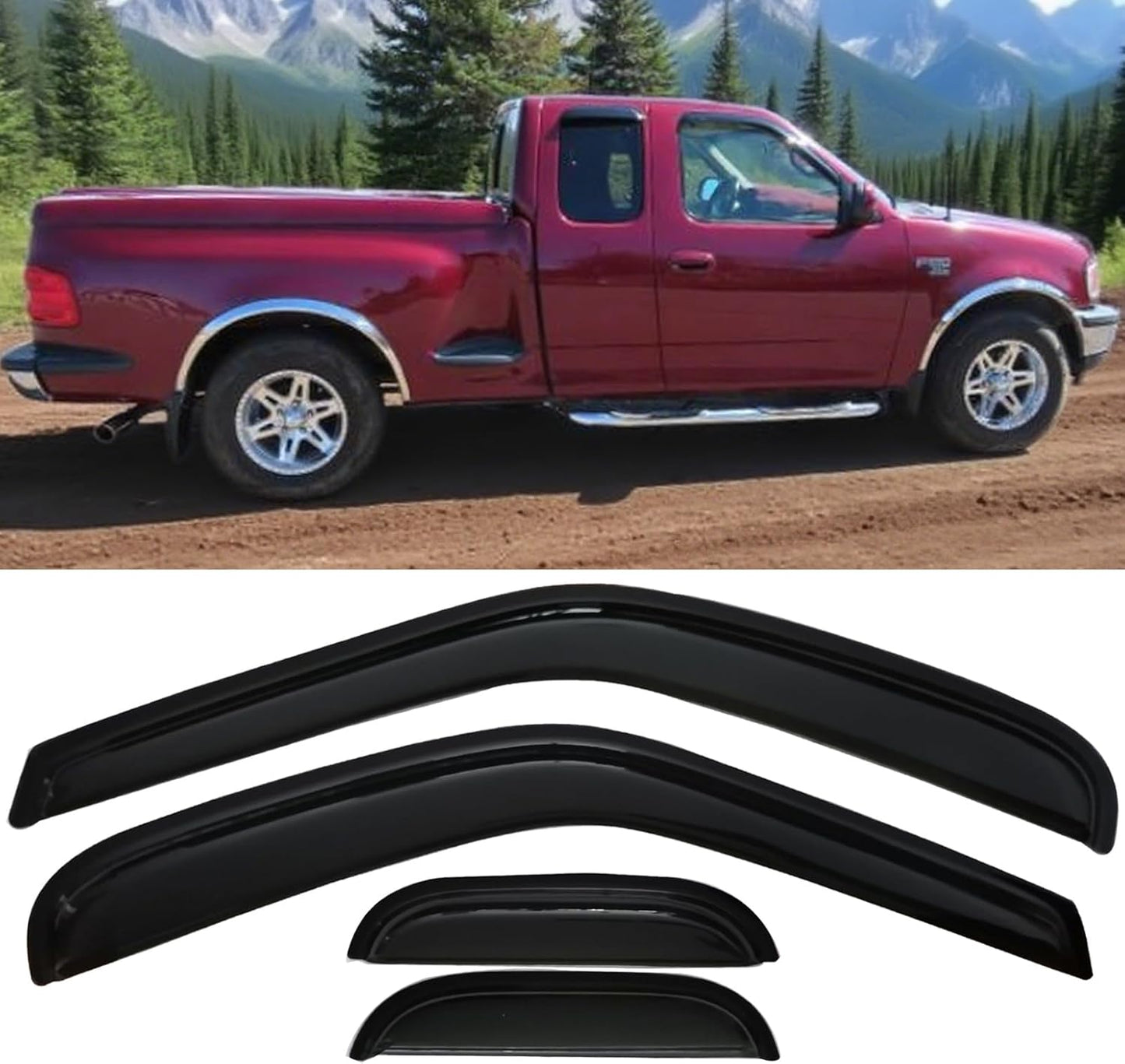 Side Window Visors for Ford F150 and F250 - 4PCS Rain Guards