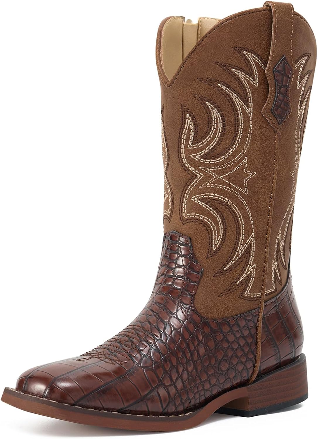 Rollda Kids Cowboy Boots for Girls and Boys with Square Toe