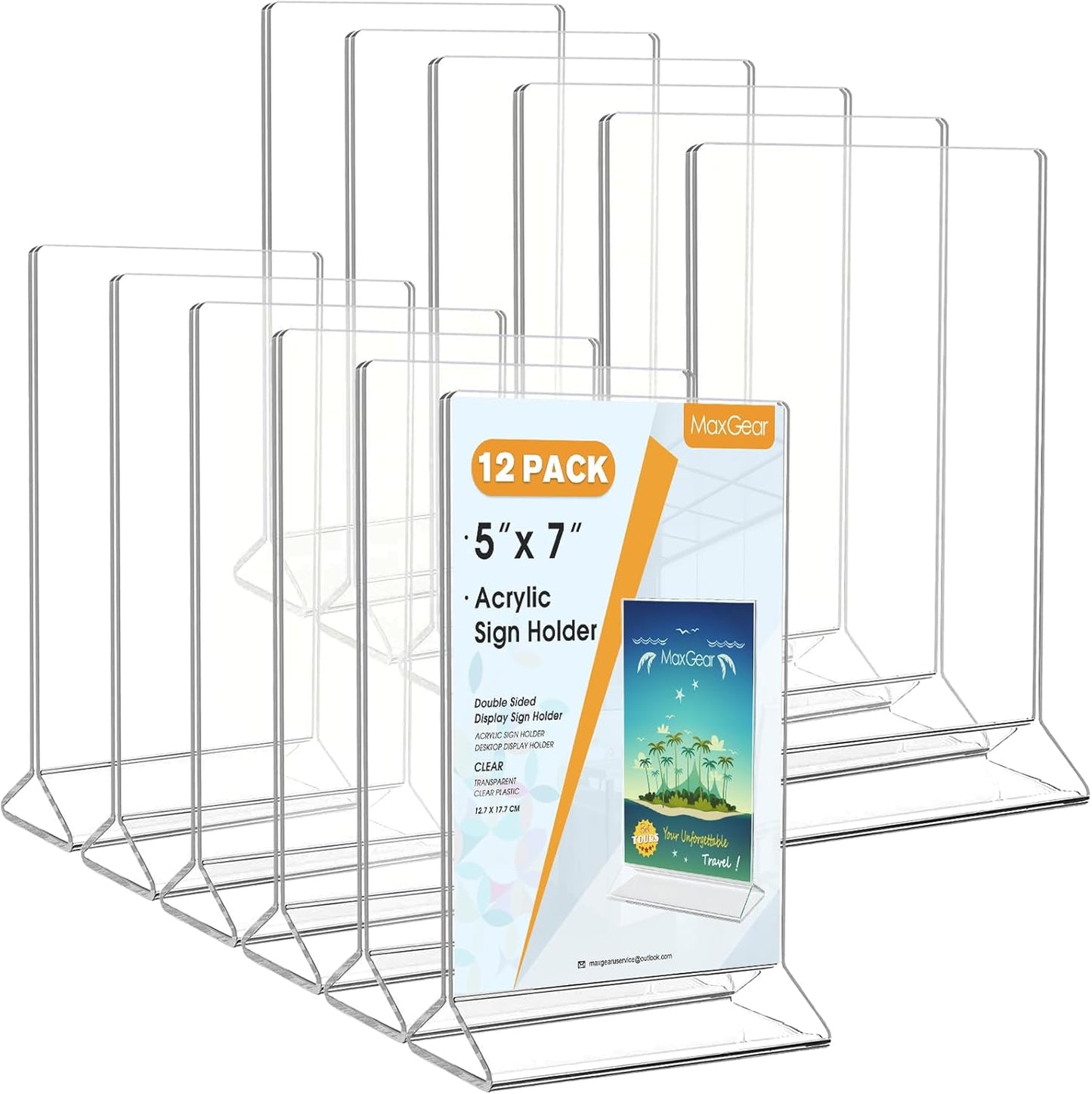 MaxGear Acrylic Sign Holder for Table Card Display 5 X 7 in Clear