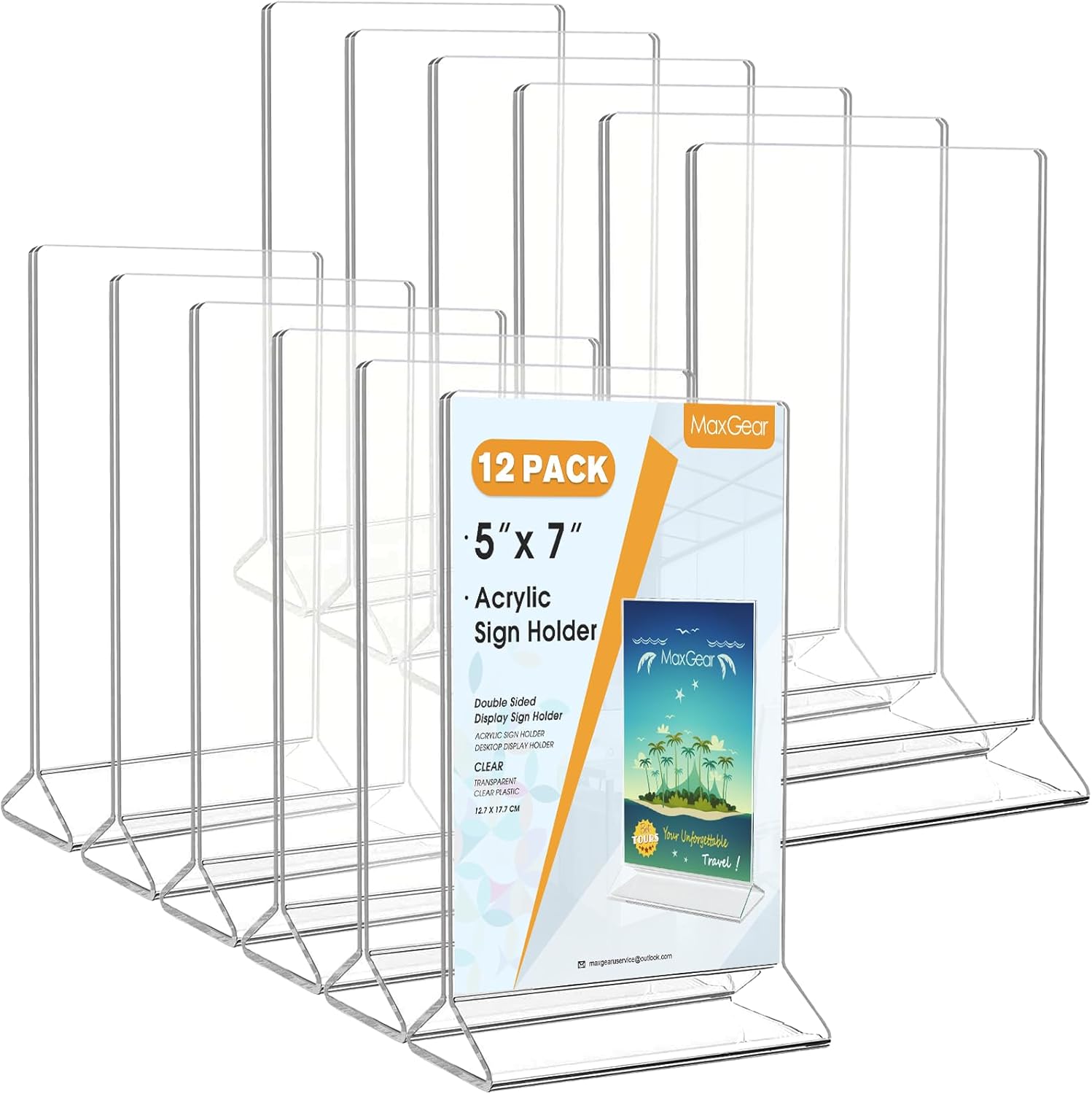 MaxGear Acrylic Sign Holder for Table Card Display 5 X 7 in Clear