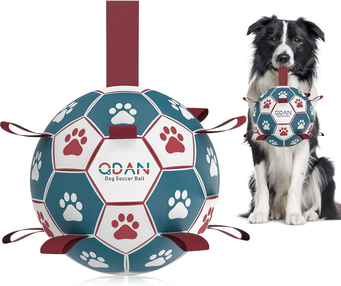 QDAN Soccer Ball Dog Toy: Interactive Tug of War Fun