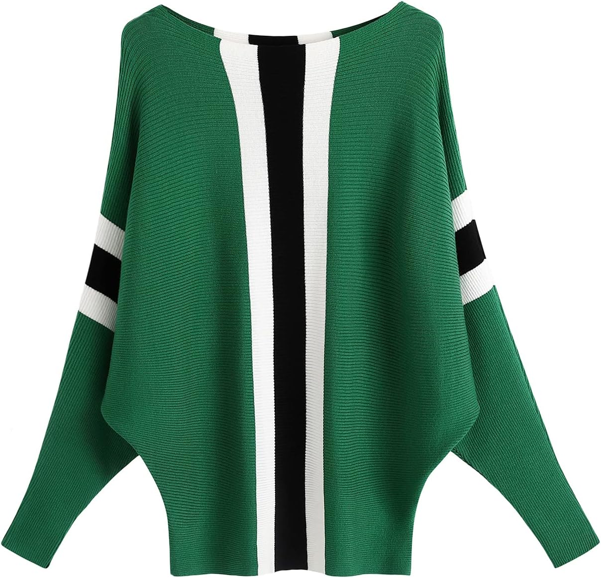 GABERLY Boat Neck Batwing Sleeves Oversized Sweater for Women