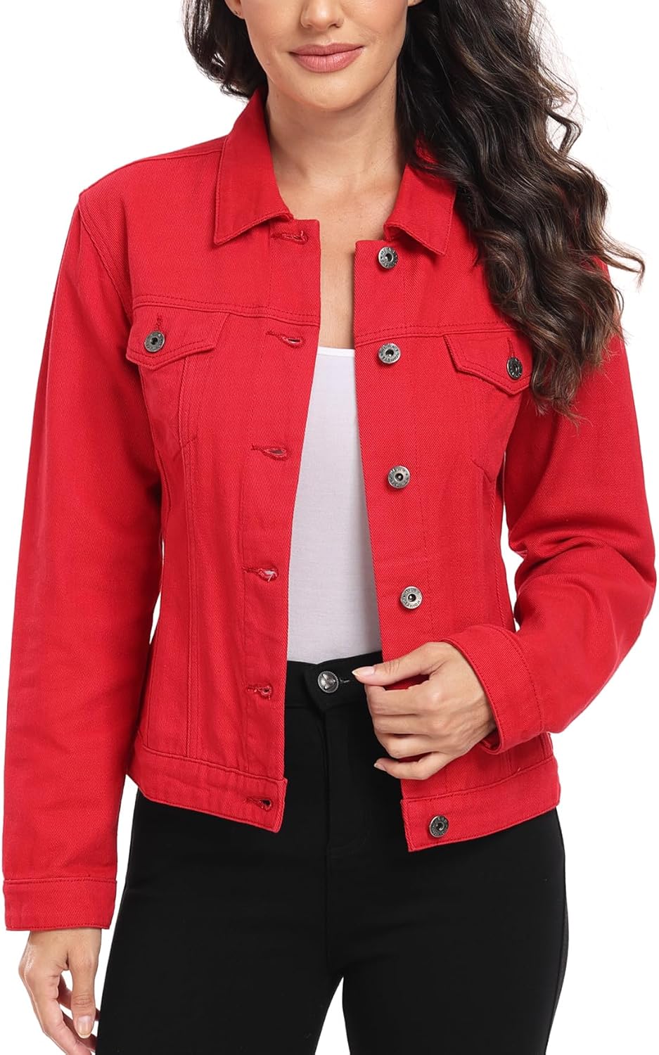 MISS MOLY Women's Denim Jacket - Trendy Button Up Jean Coat