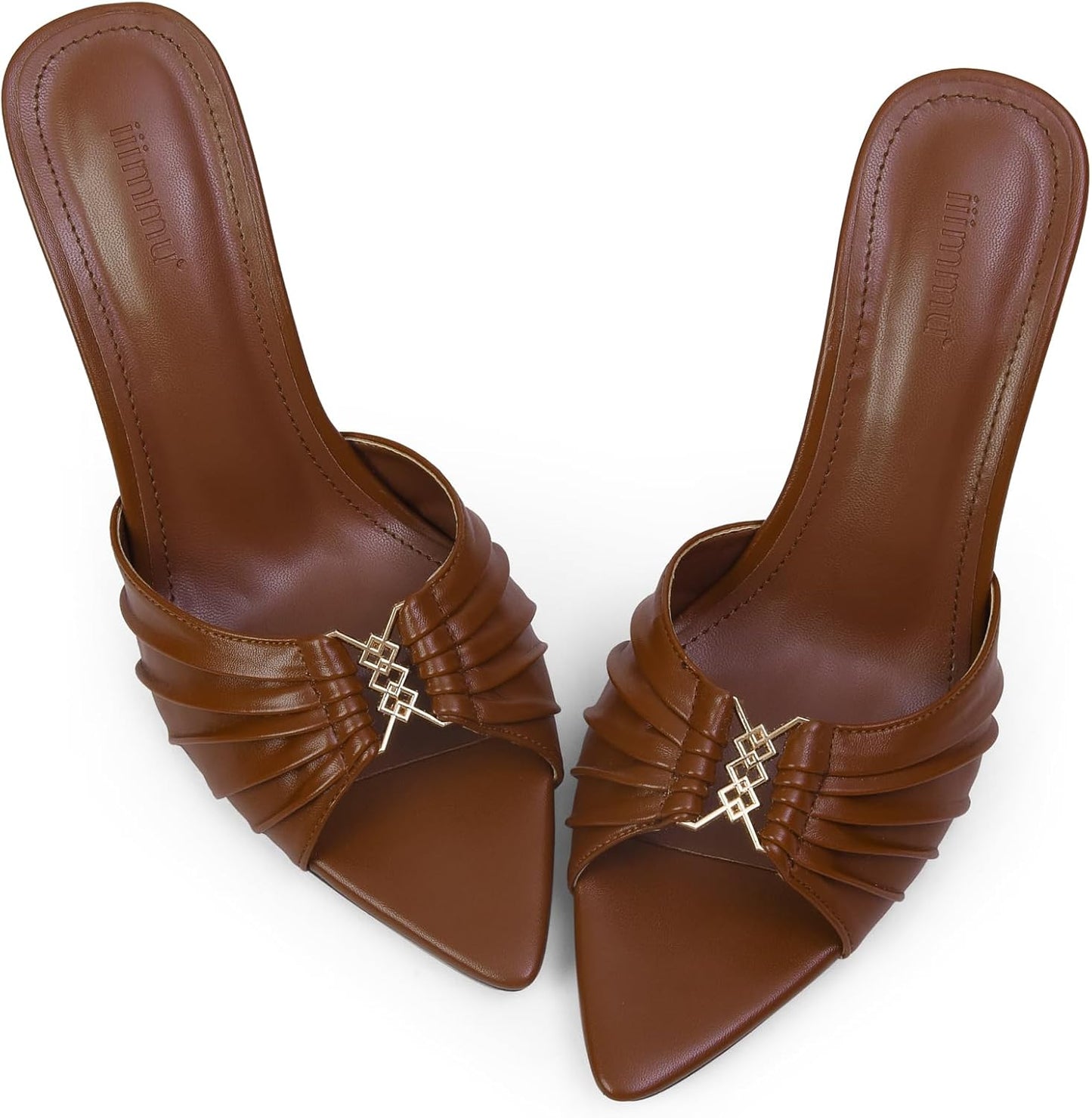 iiimmu 3.5 IN Stiletto Mules High Heels with Peep Toe Style