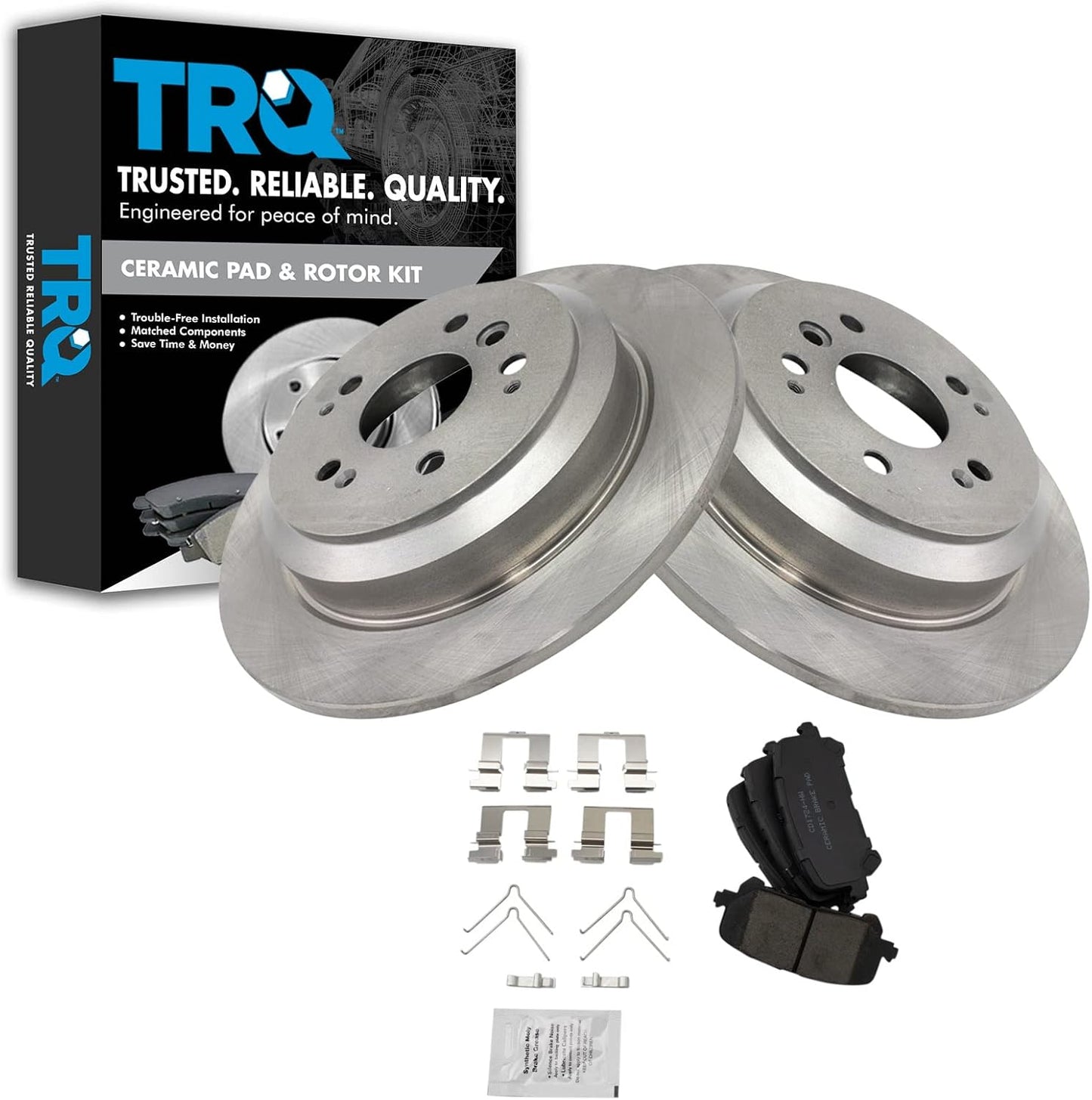 TRQ Rear Brake Pad & Rotor Kit for Honda Passport, Pilot, Ridgeline