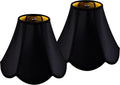 Black Scalloped Lamp Shade Set of 2 - Classic Petal Edge Replacement