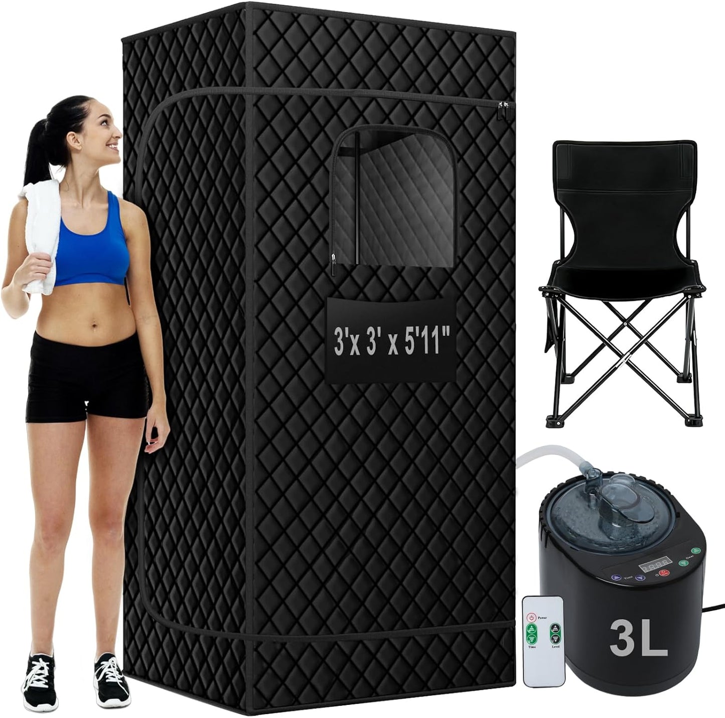 Ramarmro Foldable Full Body Steam Sauna - 9 Levels, 99 Min Timer, Remote Control