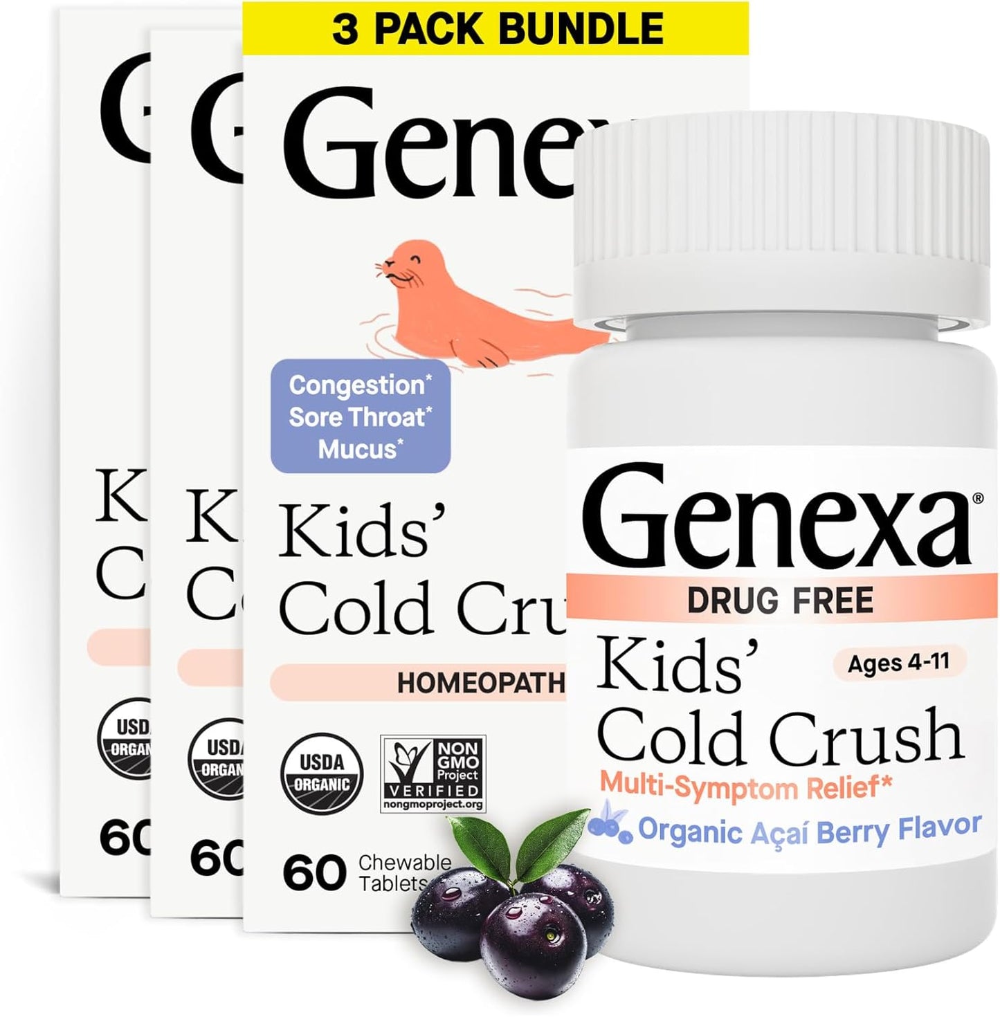 Genexa Kids' Cold Crush Chewable Tablets for Cough Relief