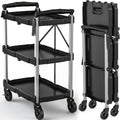 Folding Utility Cart 3-Tier Heavy Duty - Space-Saving Service Cart