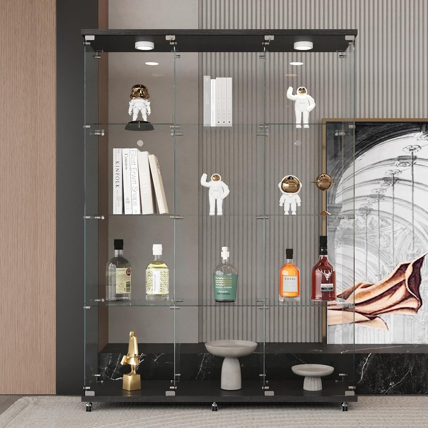 LFT HUIMEI2Y Glass Display Cabinet with LED Light and Lock