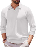 COOFANDY Long Sleeve Polo Sweater for Men - Lightweight Ribbed