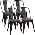 Furmax Metal Dining Chairs with Wood Seat for Chic Dining
