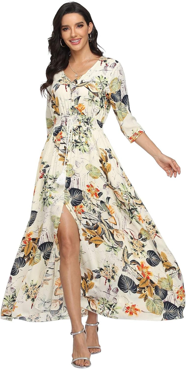 VintageClothing Women's Floral Maxi Dresses for Summer Style