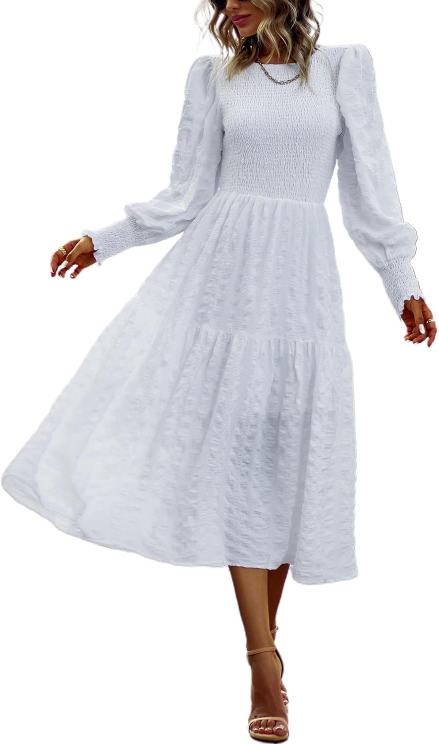 PRETTYGARDEN Women Puff Long Sleeve Maxi Dress for Spring 2025