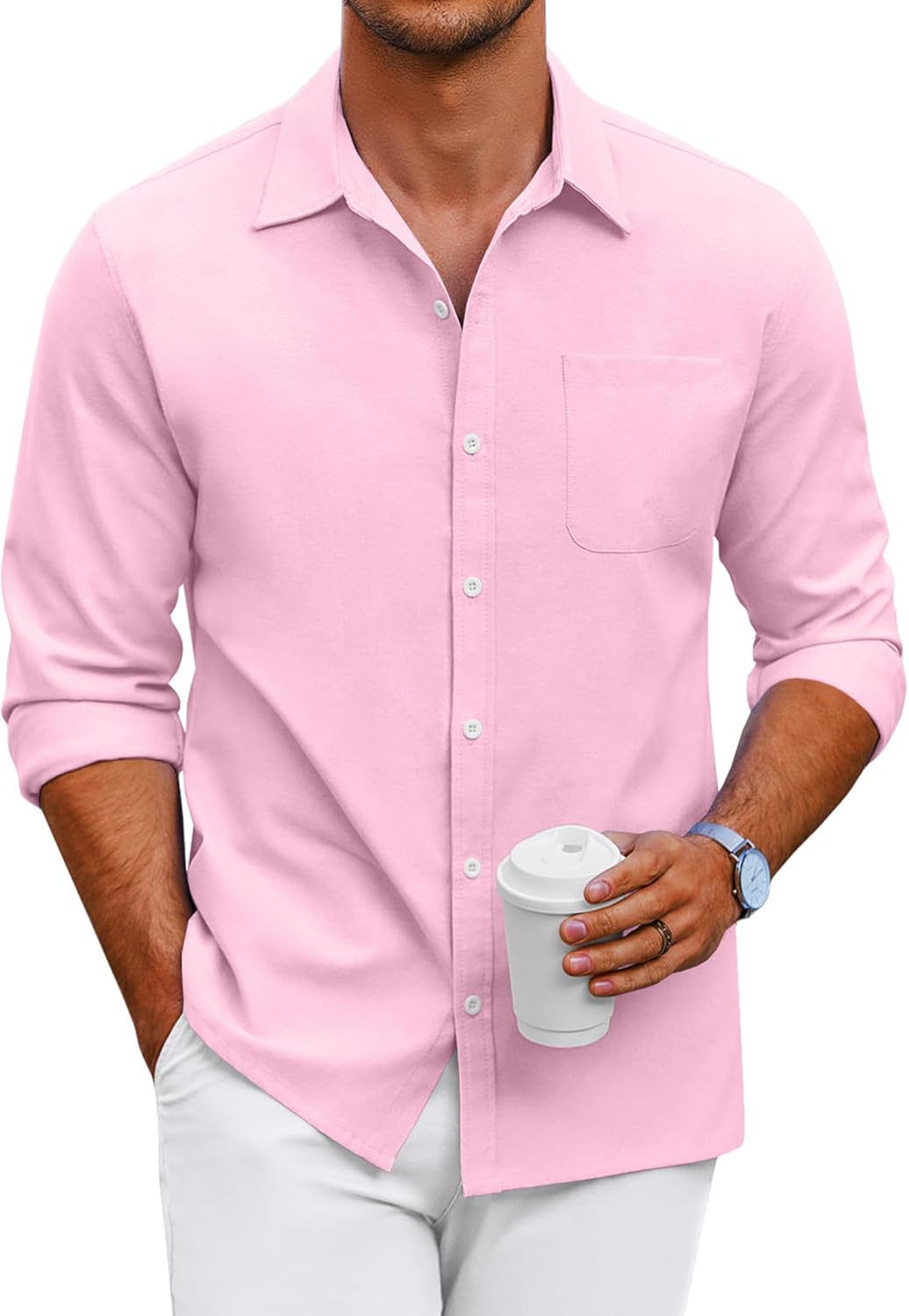 COOFANDY Men's Oxford Shirt Long Sleeve Casual Button Down Style